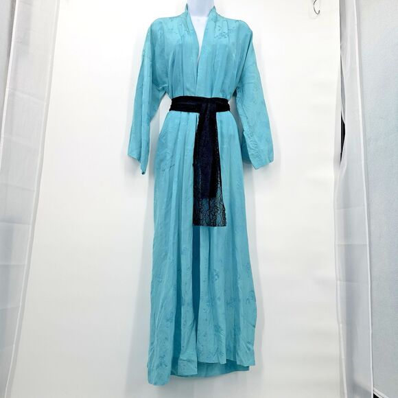 Vintage 50sBullocks Whilshire Silk Turquoise Dressing Gown...